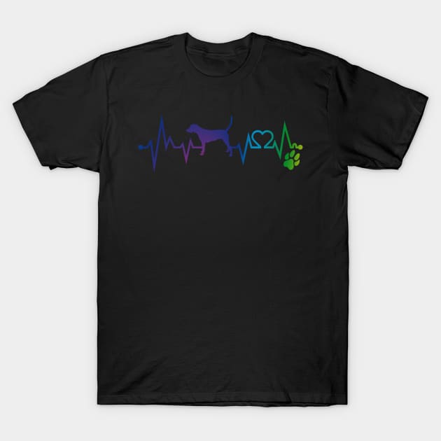 Harrier Colorful Heartbeat, Heart & Dog Paw T-Shirt by kimoufaster